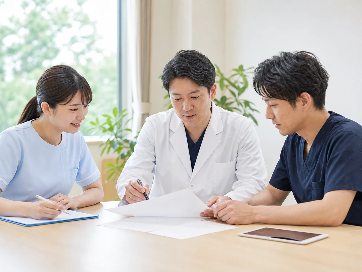 医療介護関係者が連携相談をする様子